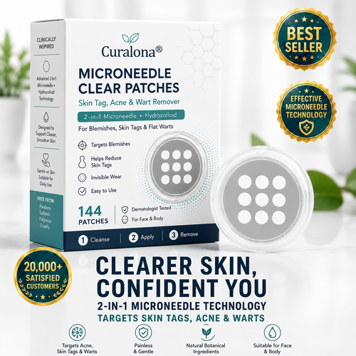✨Flohpath®2-in-1 Microneedle & Hydrocolloid Patch🍀| Removes Raised Moles, Acne, Flat Warts & Skin Tags | Helps Improve Wrinkles, Scars & Blemishes | Invisible Patches for Face & Body